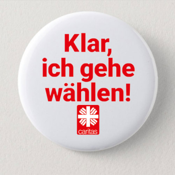 Caritas-Ansteckbutton "Klar, ich gehe wählen." (5 Stück)