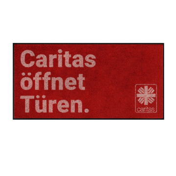 Caritas-Fußmatte groß mit Aufdruck "Caritas öffnet Türen"